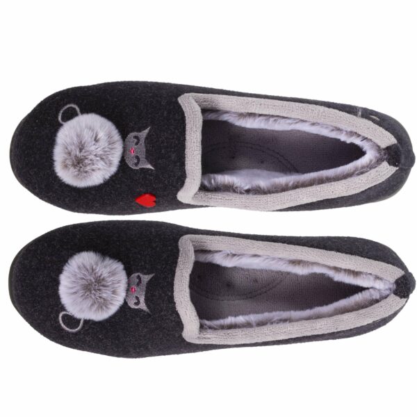 Isotoner - Chaussons charentaises Femme Chat fantaisie Marine