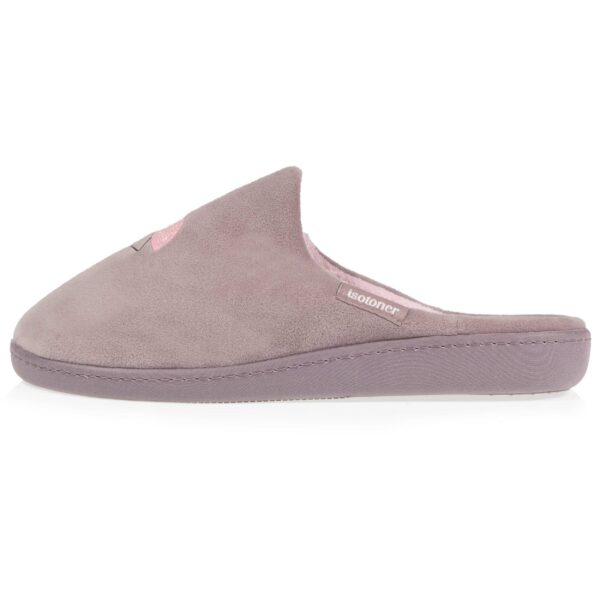 Isotoner - Chaussons Mules Femme Taupe Flamand rose – Image 2