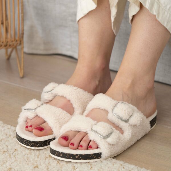 Isotoner - Chaussons sandales Femme Ivoire